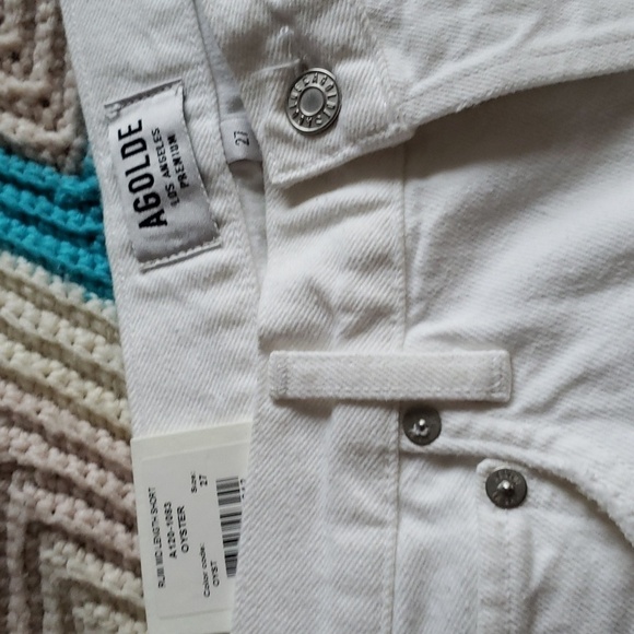 AGOLDE  rumi mid length short oyster white size 27 high rise NWT - Picture 5 of 11